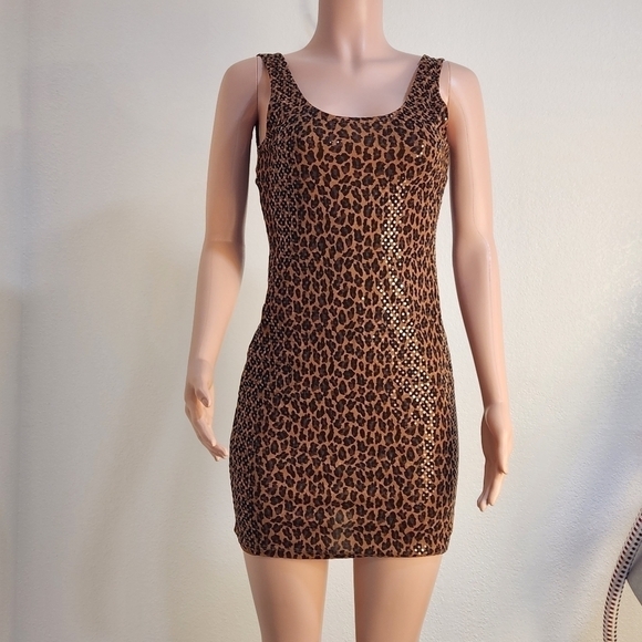 Express animal print sequin embellished dress Sz XS - Picture 1 of 9